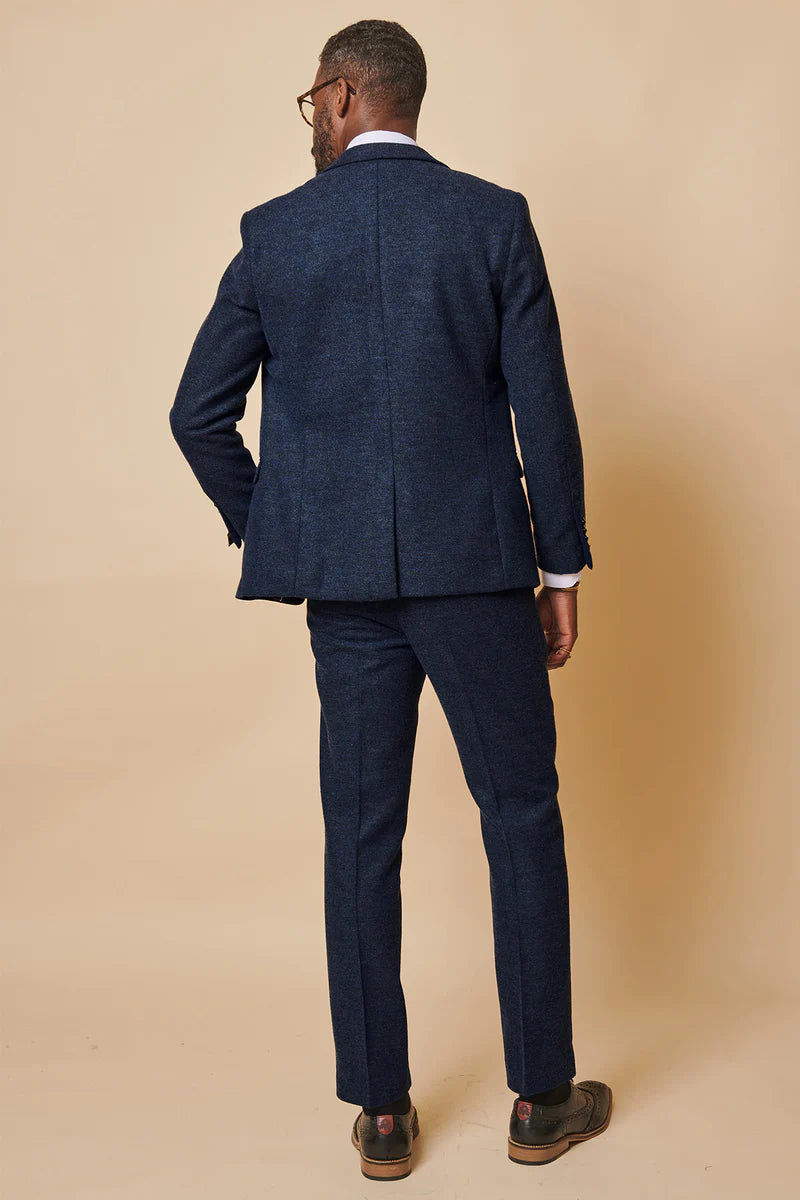 3-piece Men's Suit Tweed Marlow Blue - Marc Darcy