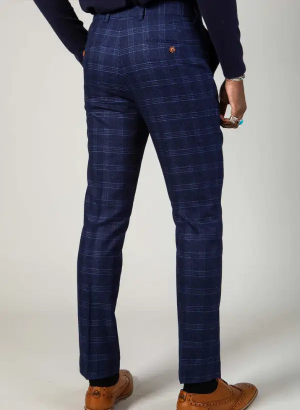 2-Piece Blue Checkered Suit - Marc Darcy Chigwell Tweedsuit 2pc