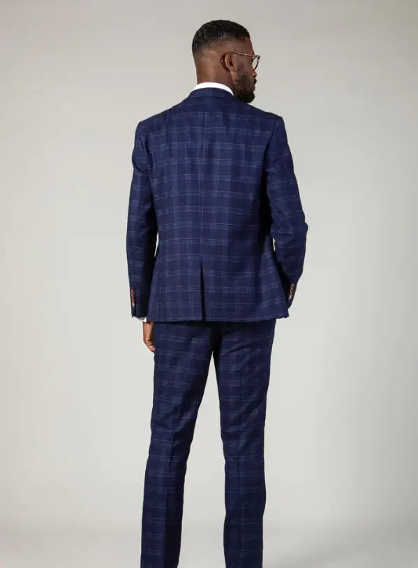 2-Piece Blue Checkered Suit - Marc Darcy Chigwell Tweedsuit 2pc