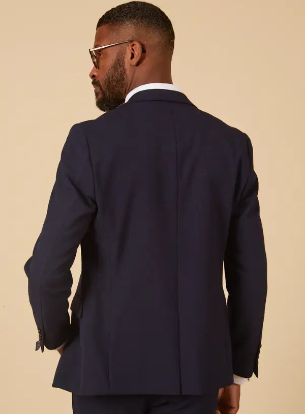 2-piece dark blue men's checkered suit - Bromley Navy suit