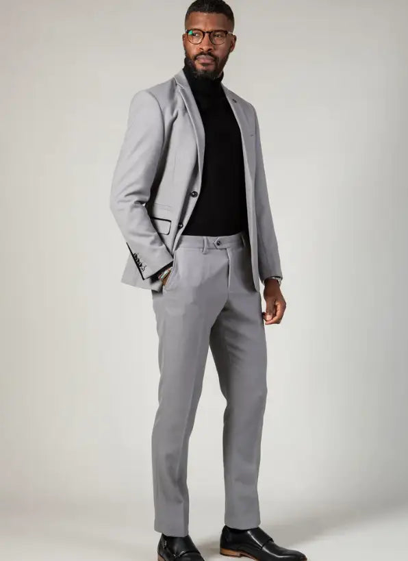 2-Piece Gray Suit - Marc Darcy Edwin Silver Suit 2pc
