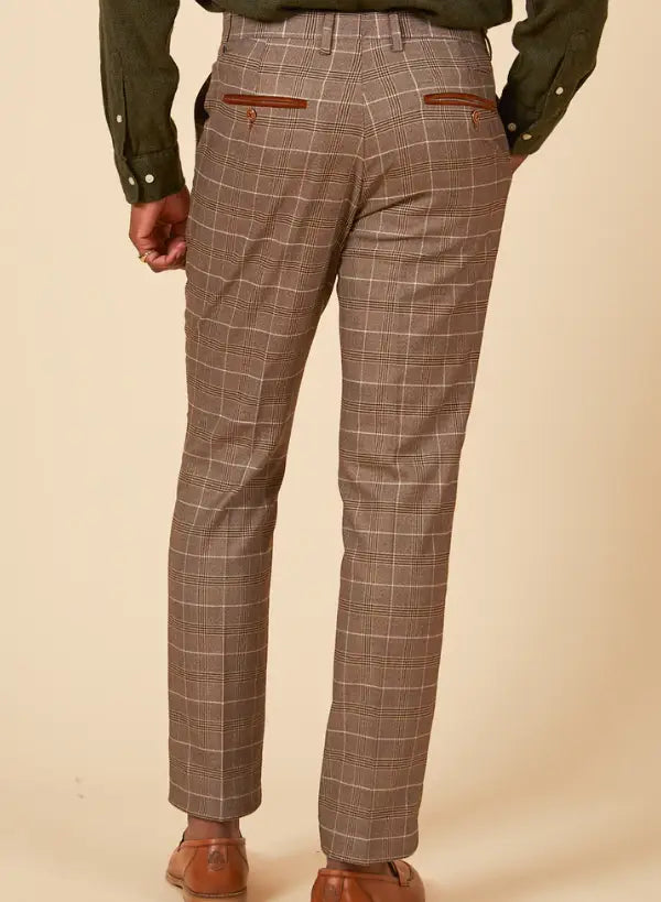 2-Piece Suit - Beige Men's Checked Suit - Marc Darcy 2pc Ray Tan Suit