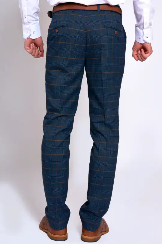 2-Piece Suit - Blue Checkered Men's Suit - Jenson Marine Blue 2pc