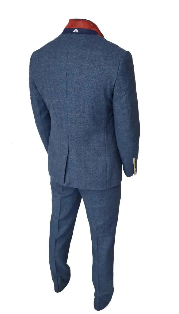 2-piece suit - blue men's suit - Dion Blue Herringbone 2pc