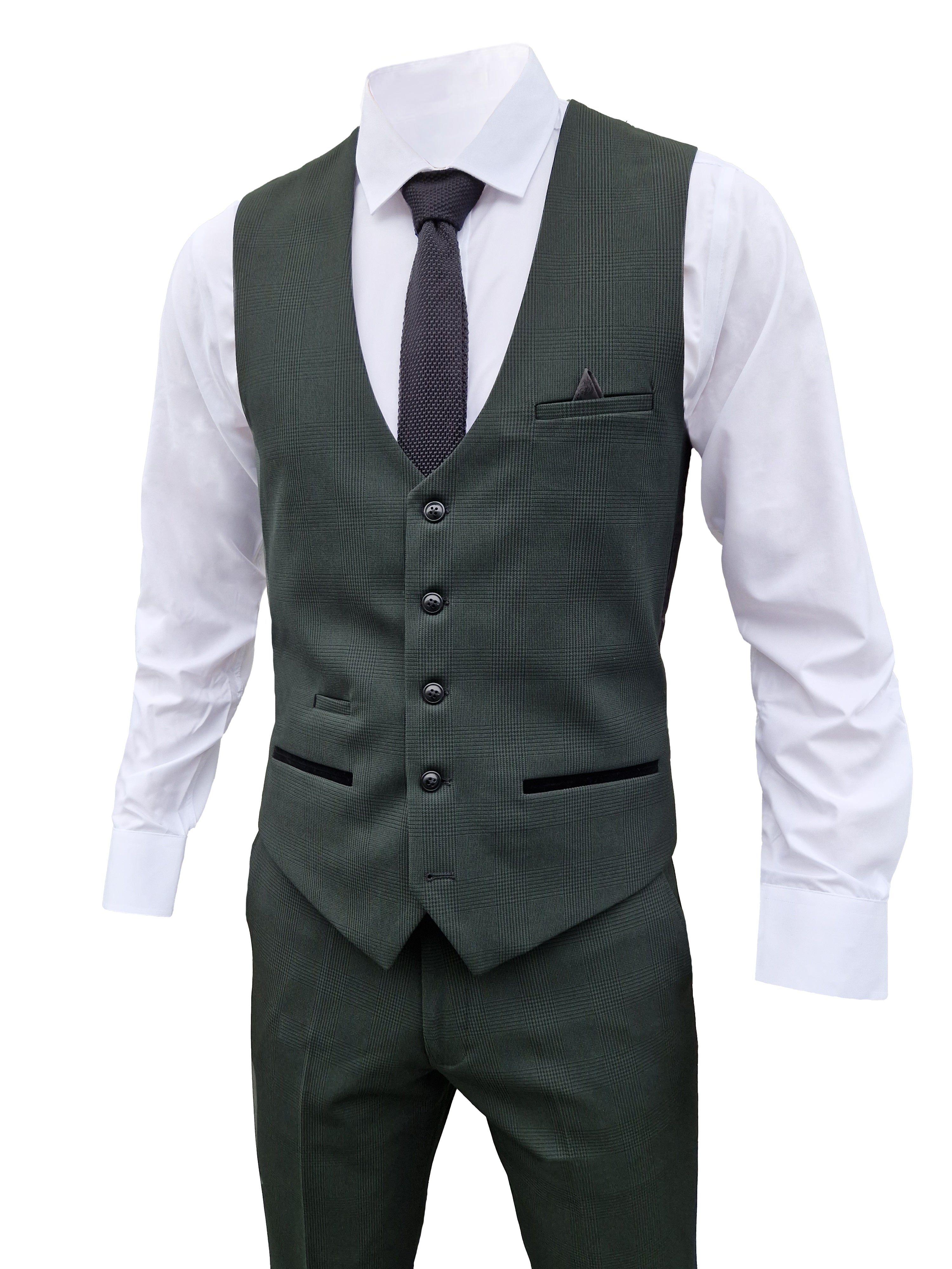 Three-Piece Men's Suit- Marc Darcy Bromley Olive Green suit