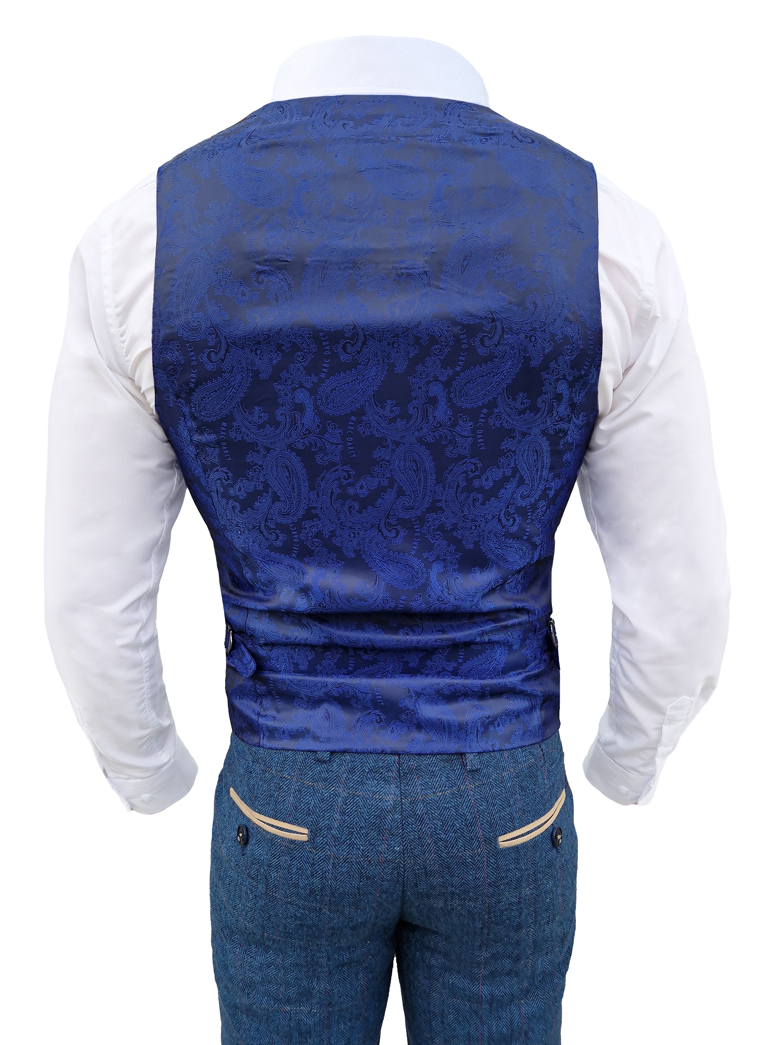Men's Three-Piece Suit Dion Blue Herringbone