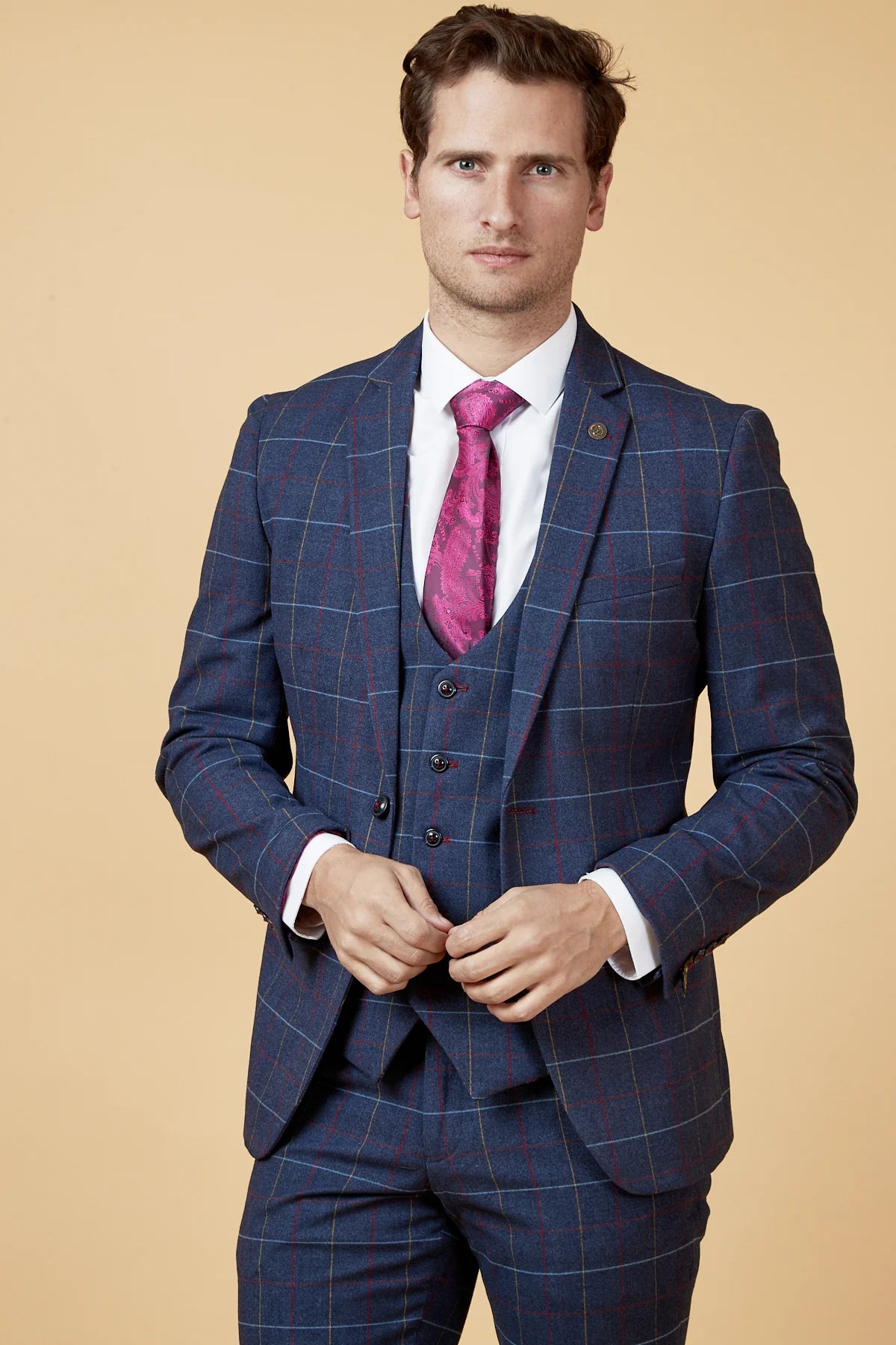 Blue Check Suit - Marc Darcy Drake Navy