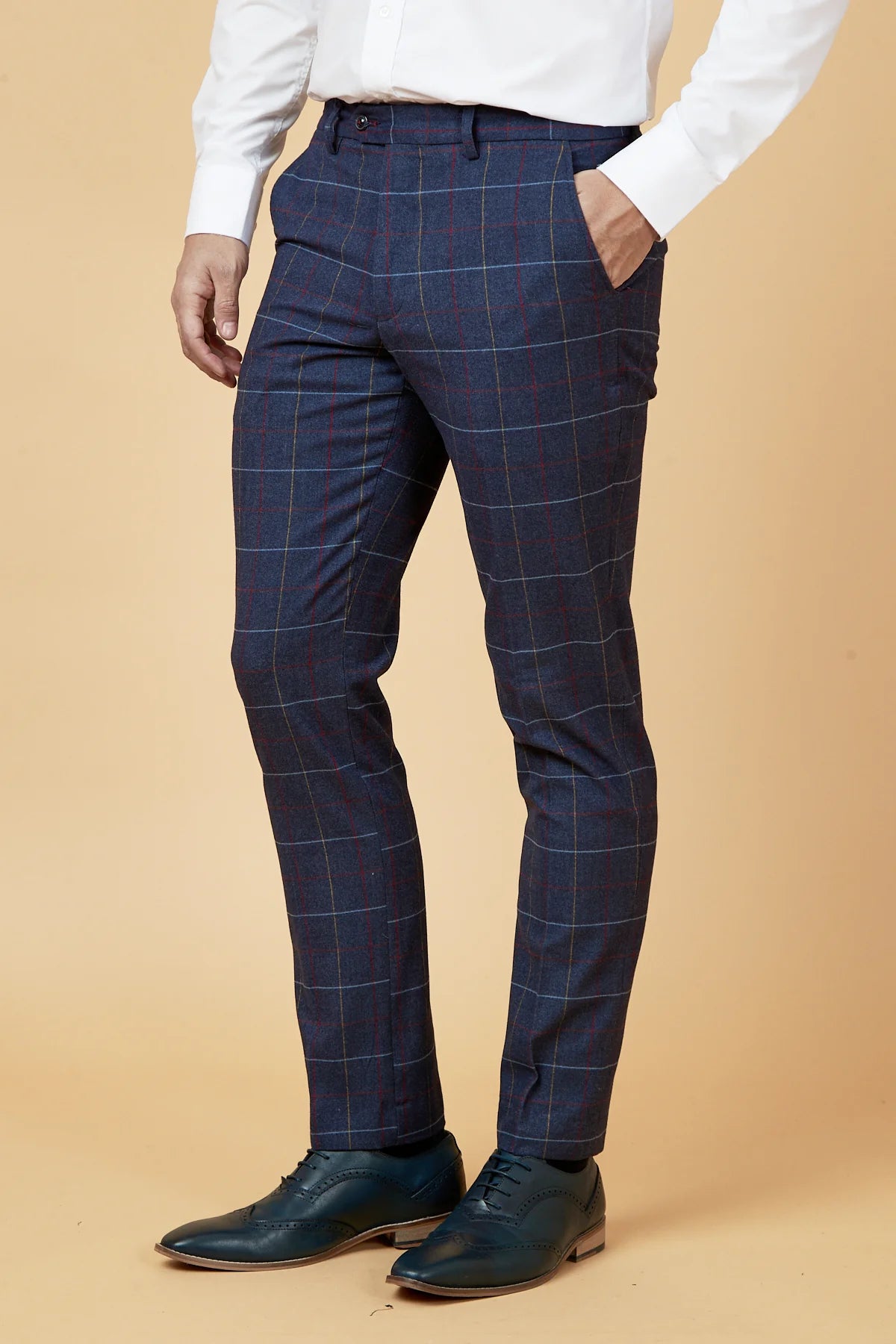 Blue Check Suit - Marc Darcy Drake Navy