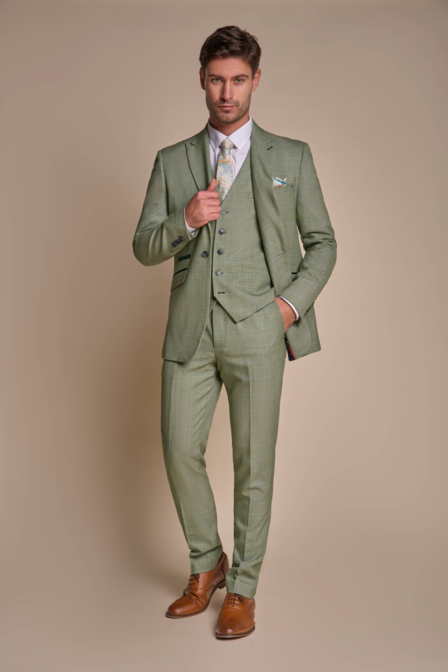 Men's 3 Piece Suit Sage Green - Cavani Caridi Sage
