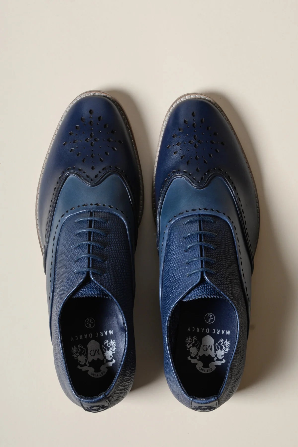Navy leather shoes, Marc Darcy Ryan - Wingtip brogue