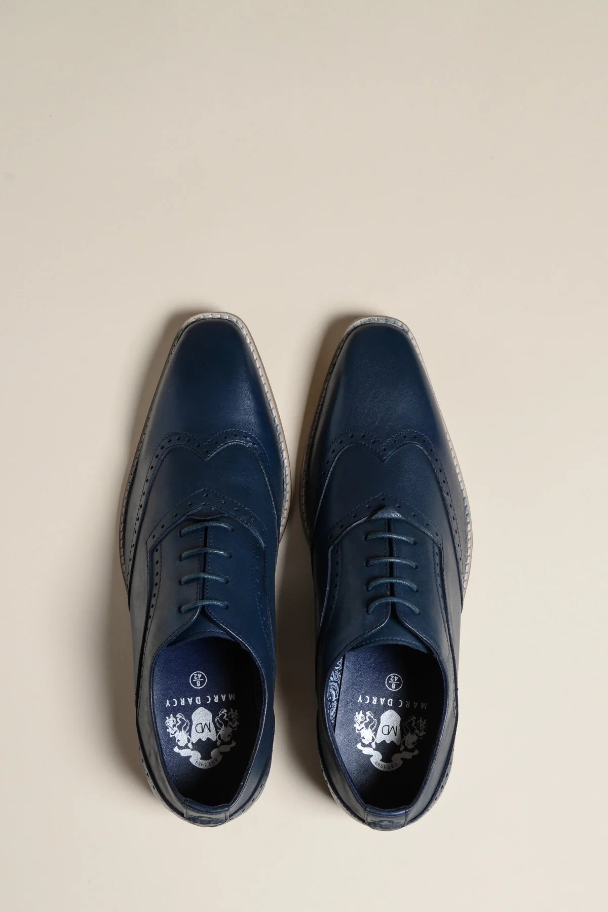 Navy leather shoes, Marc Darcy Dawson - Wingtip brogue