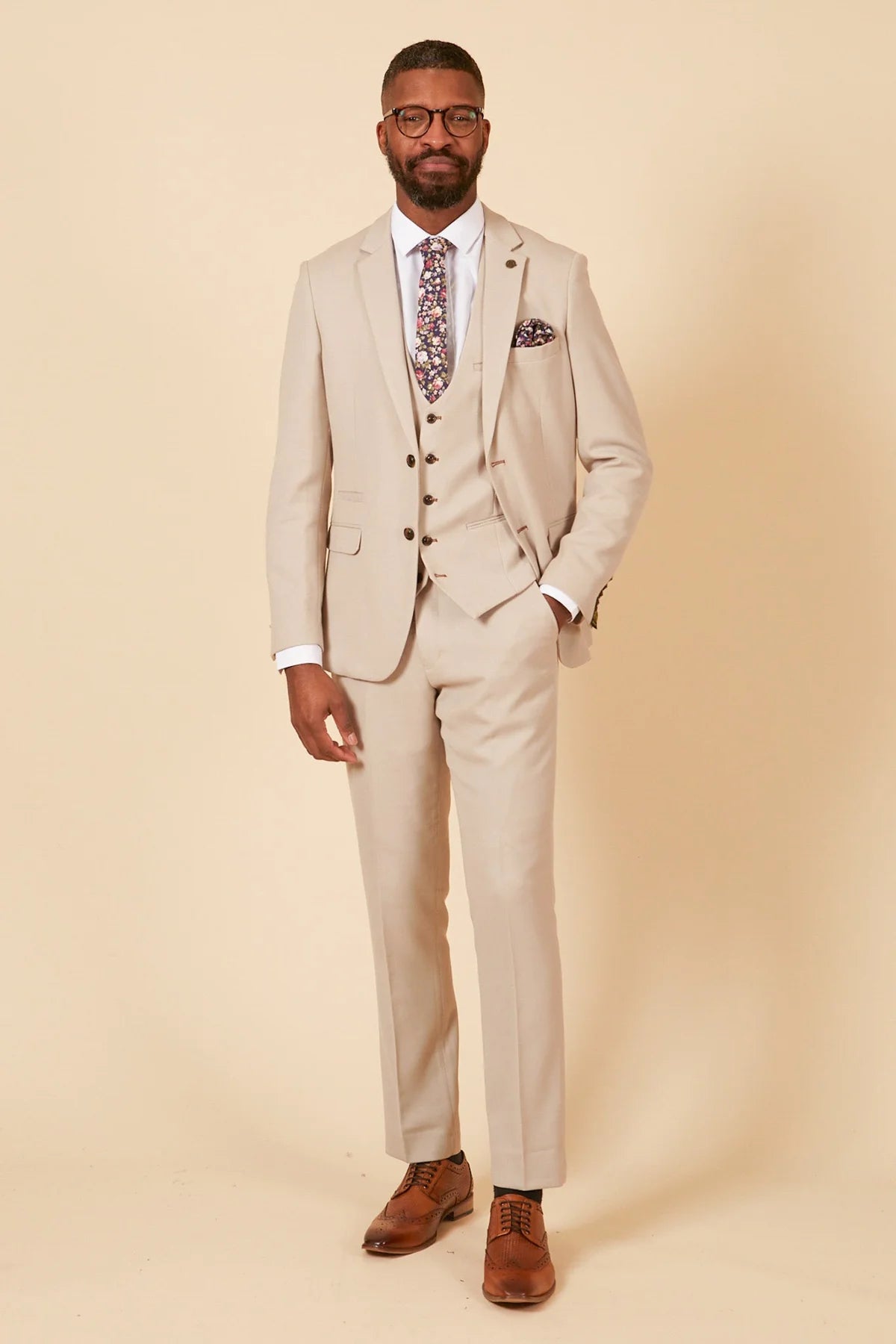 3-piece suit - Stone men's suit - Marc Darcy HM5 Stone suit