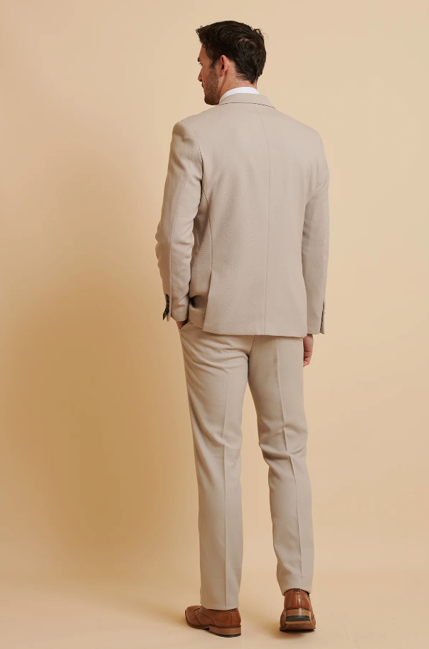 2-piece suit - Stone Double Breasted Men's Suit - Marc Darcy HM5 Stone suit