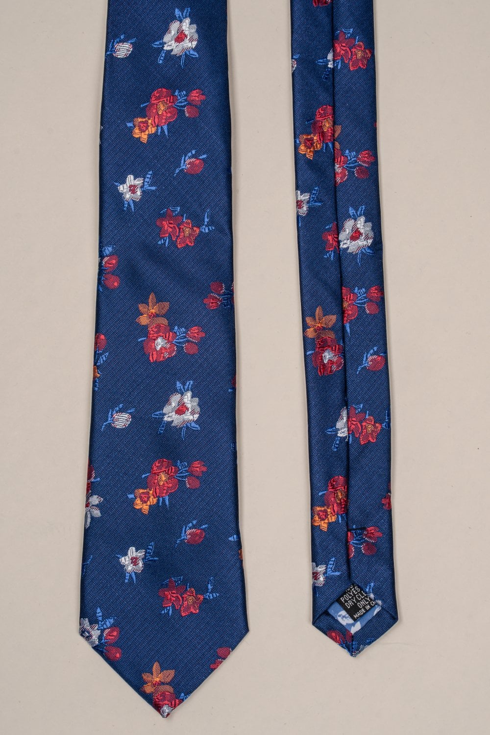 Cavani - Navy - Floral Red Tie Set