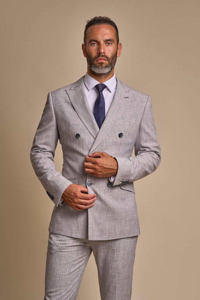 Double Breasted Grey Men s Suit Cavani Tokyo Grey Suit 2pc GarrisonSuits Garrison Suits