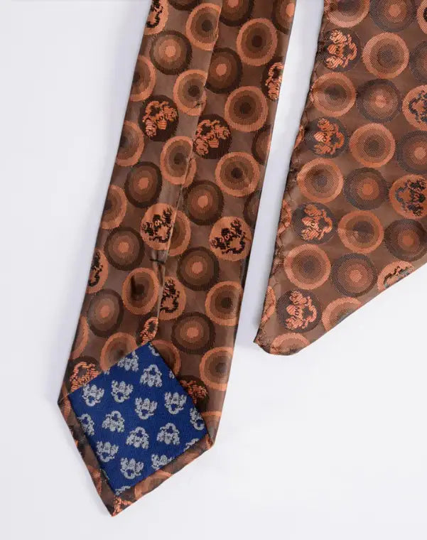 Gentlemens Bubbles Orange Necktie with Pocket Square | Marc Darcy