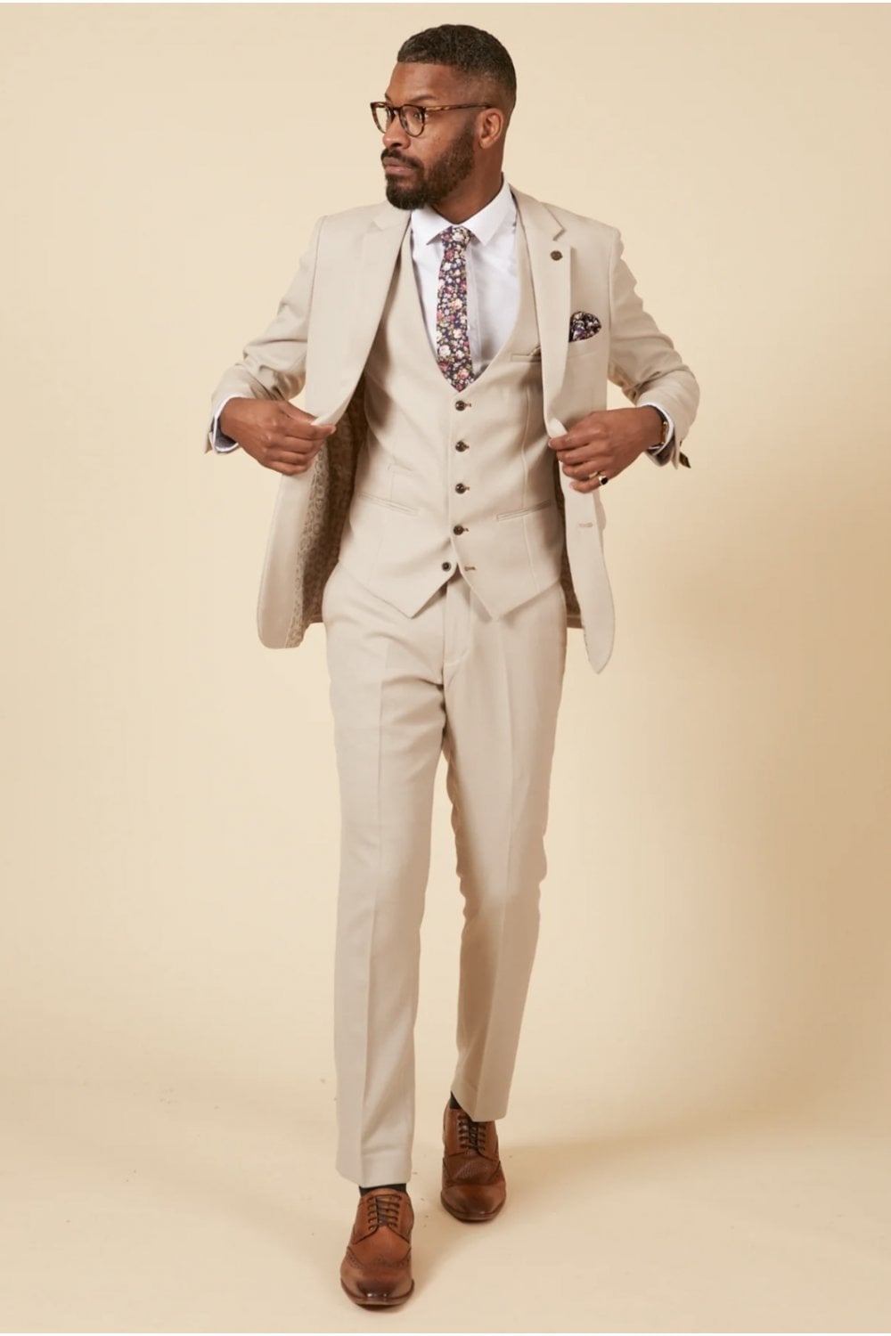 3-piece suit - Stone men's suit - Marc Darcy HM5 Stone suit