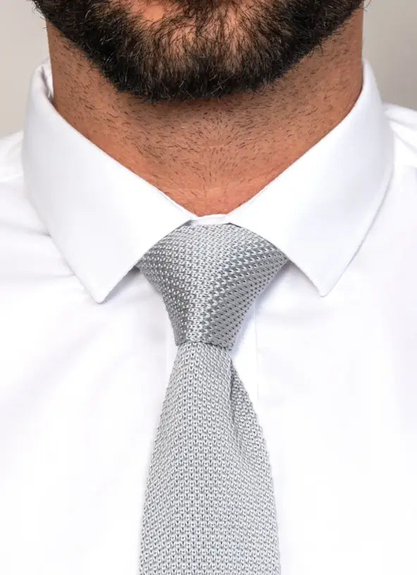 Tie Silver Grey knitted | Marc Darcy