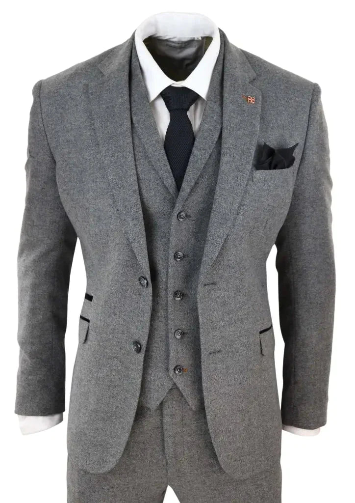 Cavani - Driedelig pak - Martez grey tweed - 44/XS -