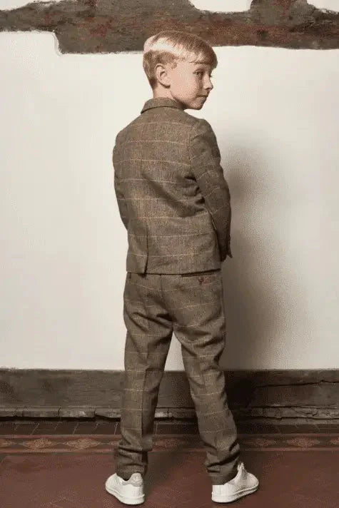 Driedelig pak voor kinderen - Tan Tweed - kinder pak