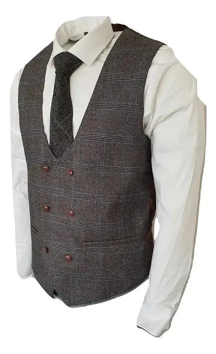 Gilet Jenson Grey - Check double breasted - gilet