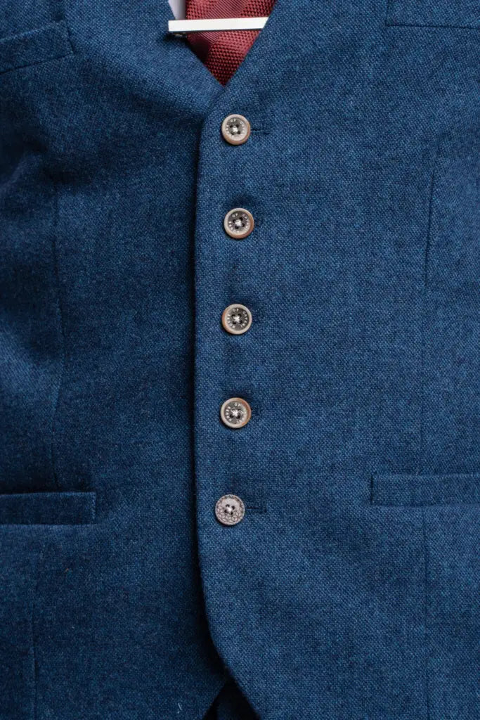 Men's Tweed Slim Fit Suit - Cavani Orson Blue