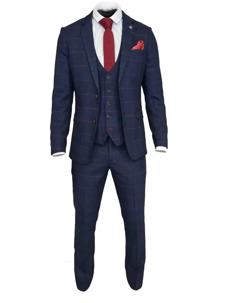 Navy blue 3pc. gentlemens suit - Edison Redline