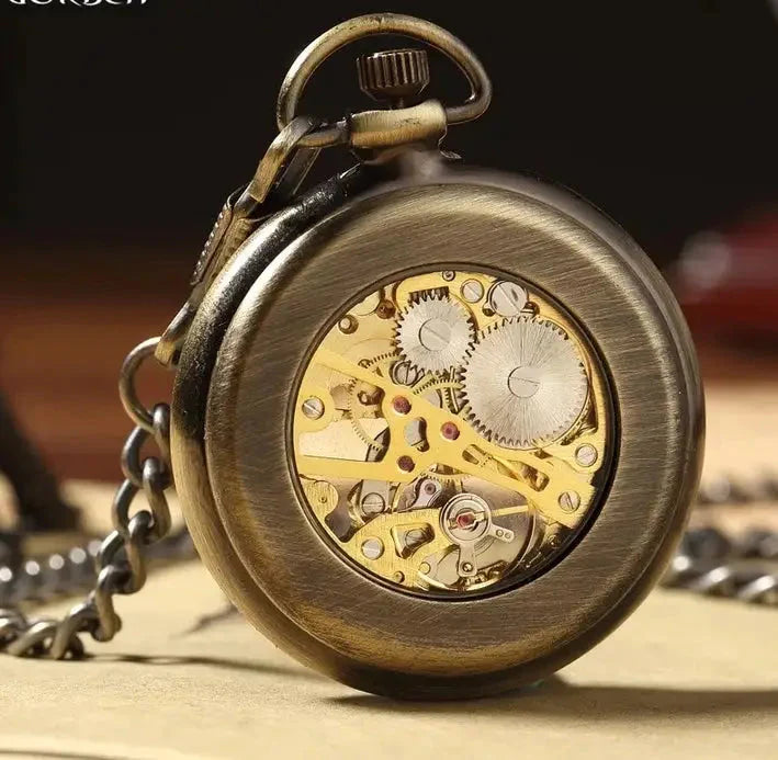 Retro bronze pocket watch skeleton - pocketwatch