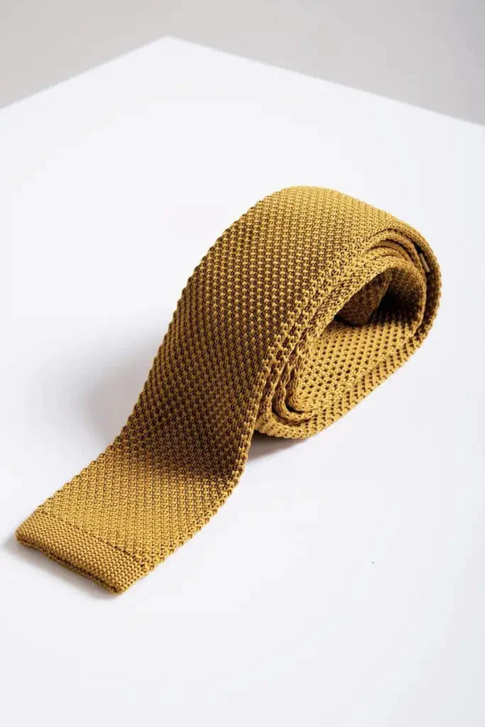 Stropdas Marc Darcy mustard knitted - stropdas