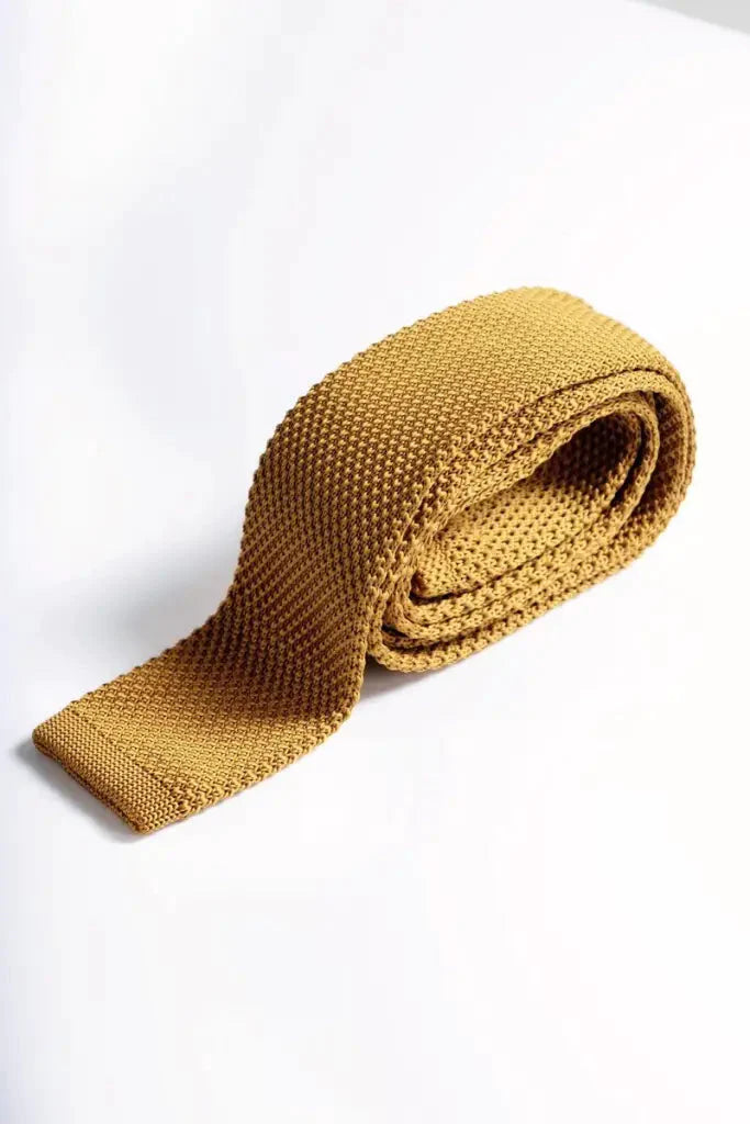 Stropdas Marc Darcy mustard knitted - stropdas