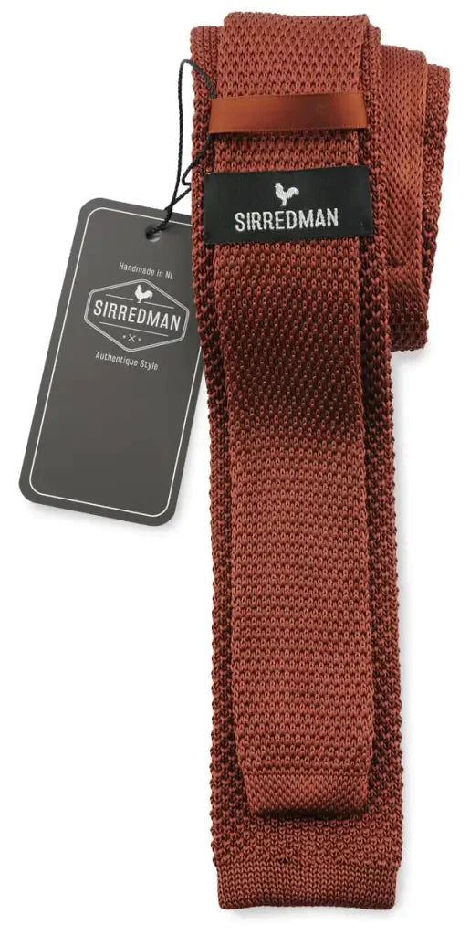 Stropdas Sir Redman roestbruin knitted tie - stropdas