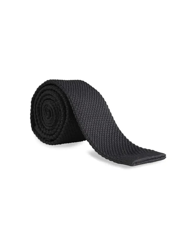 Stropdas zwart gebreid - Garrison Limited Black - stropdas
