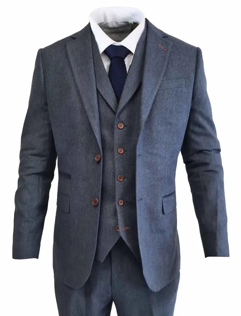 Men's 3 piece Checkered Business Suit - Grey - P N RAO